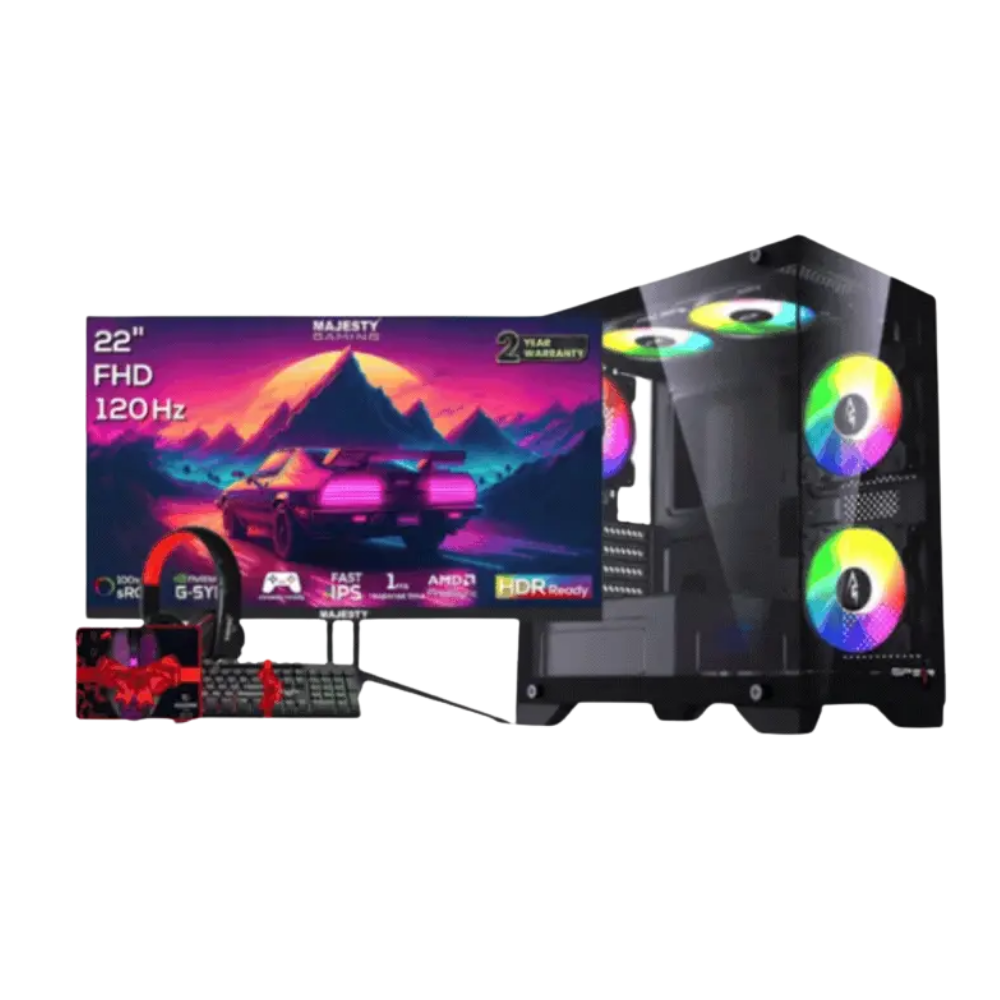 Gaming PC with Gaming monitor RTX 3050, Intel i5 14Gen, Ram 16GB DDR5, 1 TB SSD with cooler, WIFI