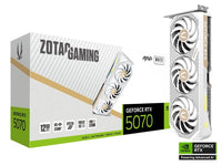 VGA ZOTAC GAMING GeForce RTX 5070 AMP 12GB, ZT-B50700FQ-10P, GDDR7, أبيض, 3 مراوح