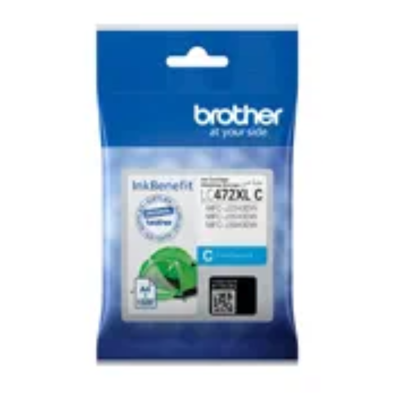 Brother LC472XLC High Yield Cyan Original Ink Cartridge, approx. 1,500 Pages, (LC472XLC)