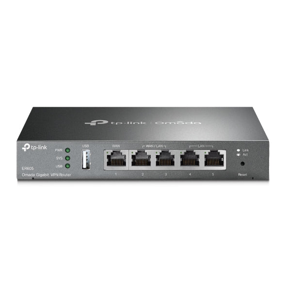 TP-Link Omada ER605 Gigabit Multi-WAN VPN Router, 5 Gigabit Ports, Up to 4 WAN, IPSec/OpenVPN/L2TP/PPTP, SPI Firewall, (ER605)