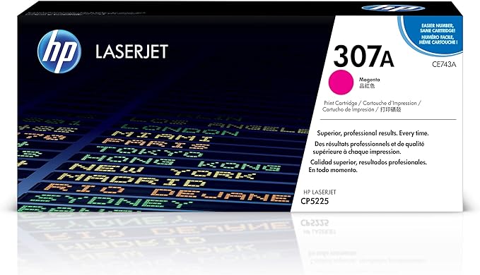 HP 307A Magenta Original LaserJet Toner Cartridge, for Color LaserJet Professional CP5225 Series, (CE743A)
