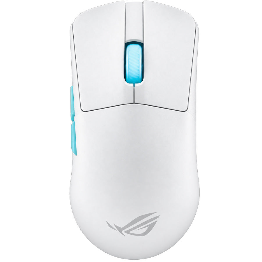 ASUS ROG Harpe Ace Aim Lab Edition gaming mouse moonlight white top view