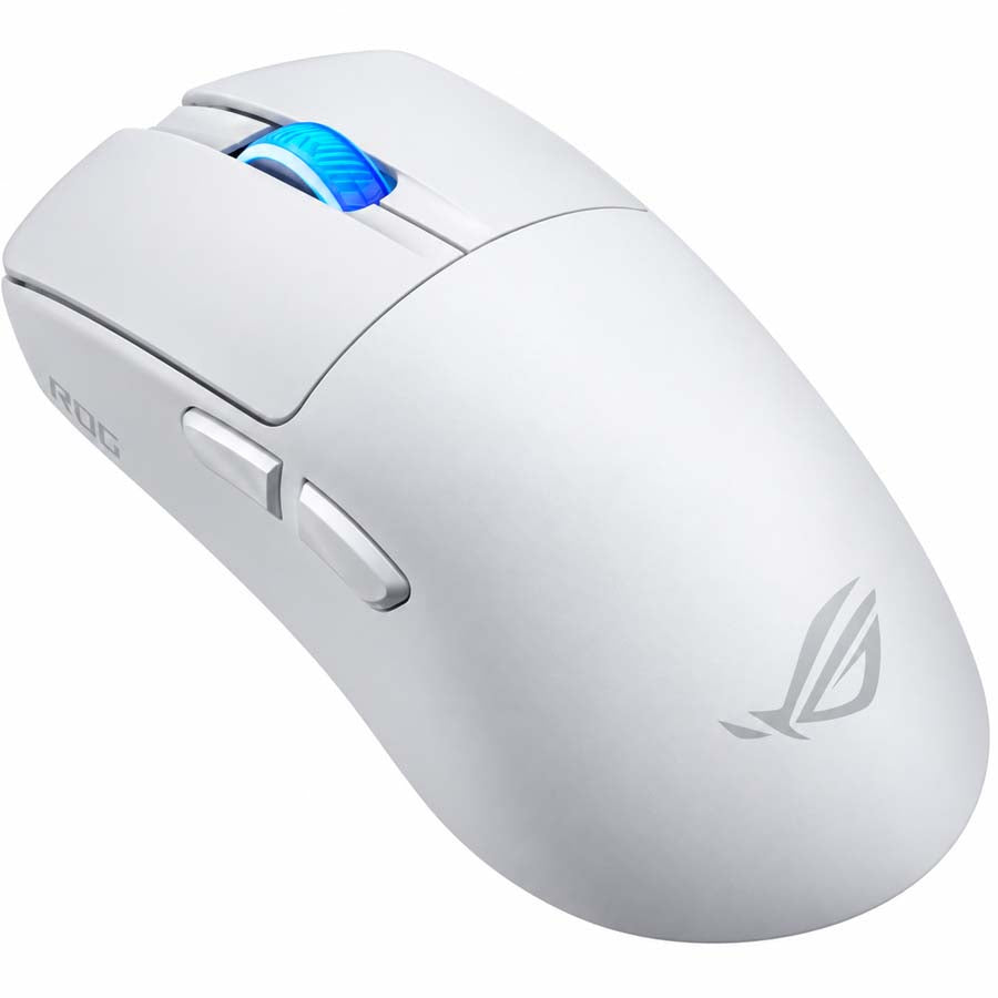 ASUS ROG Harpe II Ace wireless gaming mouse moonlight white front view