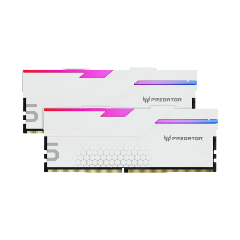 Acer Predator Hermes RGB DDR5 Desktop Memory, 32GB (2x16GB), 6000MHz, CL28, RGB, White, (BL.9BWWR.634)