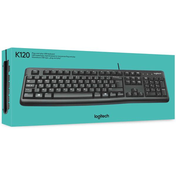 Logitech K120 wired USB keyboard front view