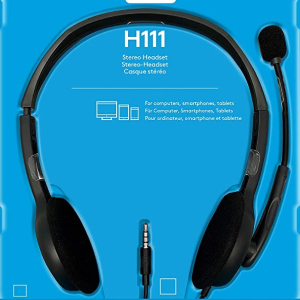 Logitech H111 wired stereo headset front view