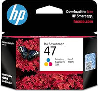HP 47 Tri-color Original Ink Cartridge, Cyan/Magenta/Yellow, (6ZD61AE)