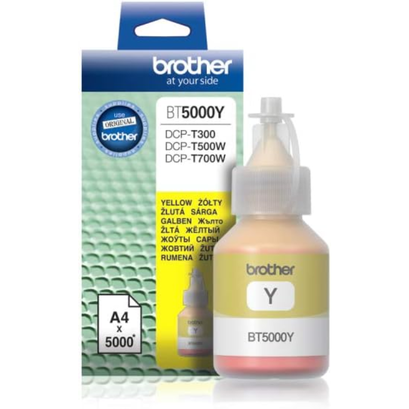 Brother BT5000Y genuine yellow ink bottle for Brother DCP-T and MFC-T ink tank printers
