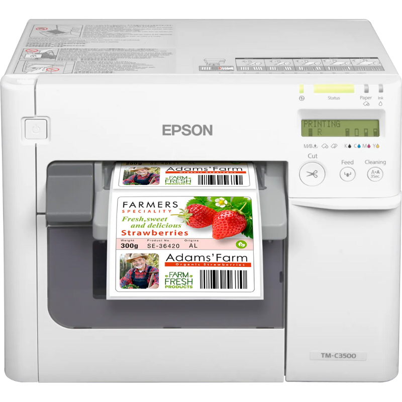 Epson ColorWorks CW-C3500 4-inch Color Inkjet Label Printer, Up to 103 mm/s, Auto Cutter, USB & Ethernet, (C31CD54012)