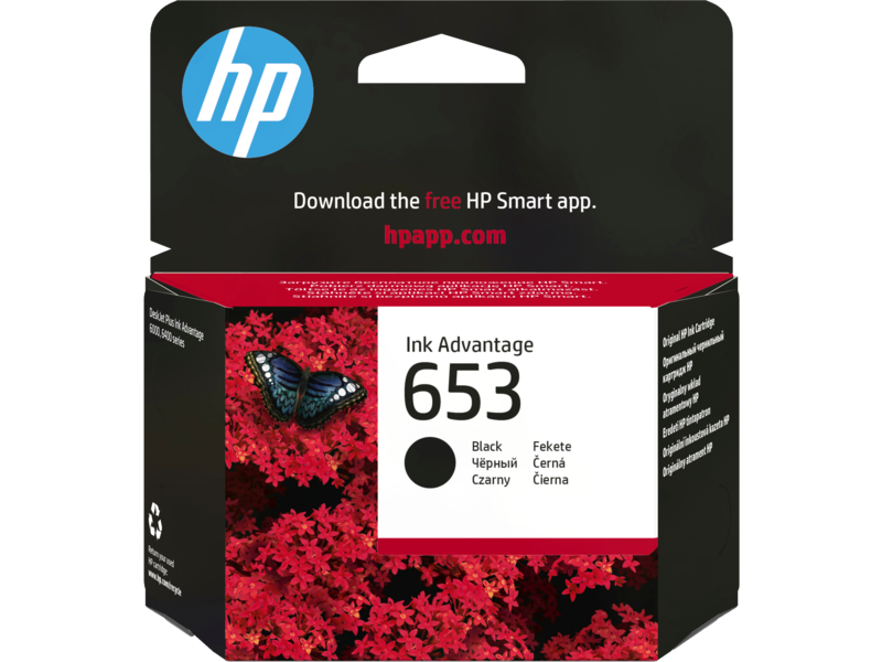 HP 653 Black Original Ink Advantage Cartridge, for HP DeskJet Plus Ink Advantage 6075 / 6475, (3YM75AE)