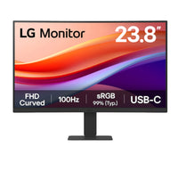 شاشة LG 24U421A-B، مقاس 24 بوصة فل اتش دي، معدل تحديث 100 هرتز، HDR10، شاشة منحنية، مع USB Type-C بقدرة 15 واط PD
