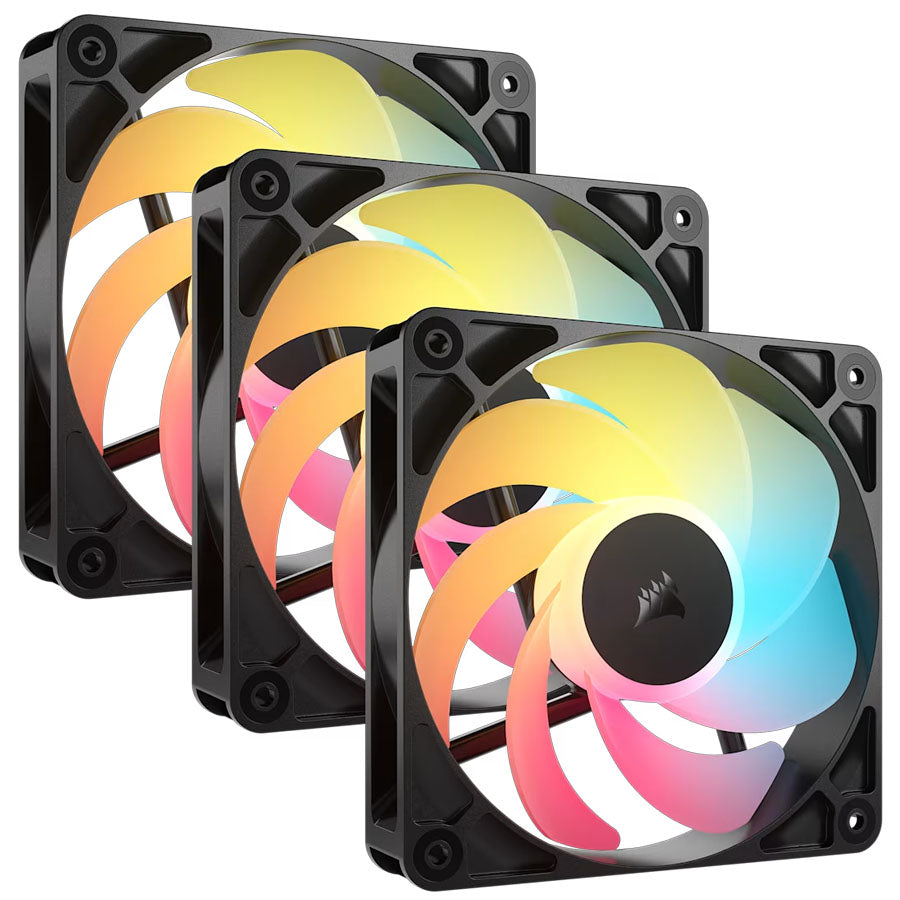 Corsair RS120-R ARGB Black reverse fan triple pack front view