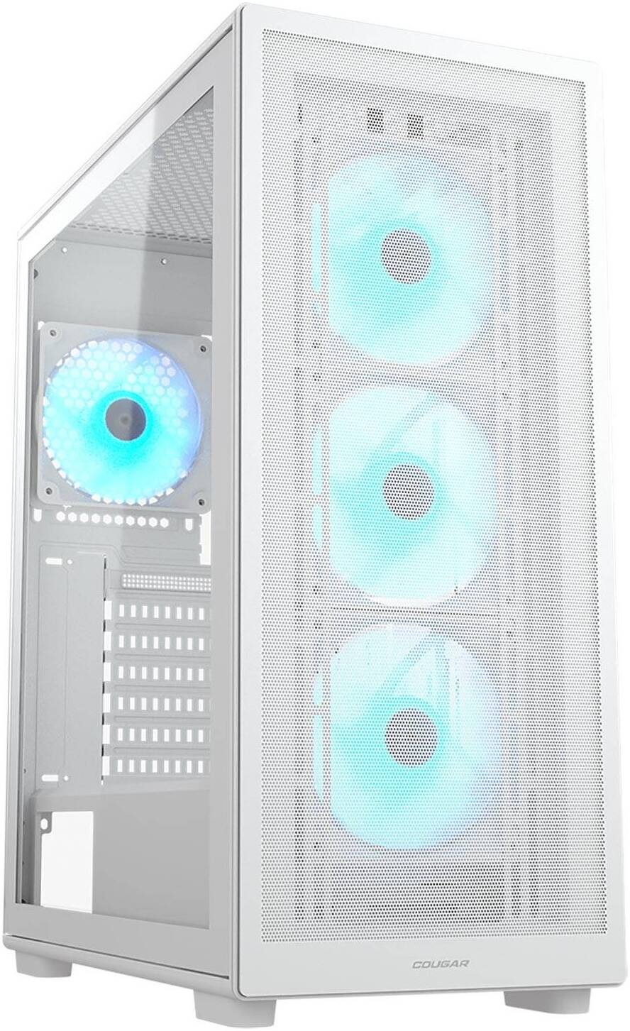 Cougar MX220 RGB white PC case front view