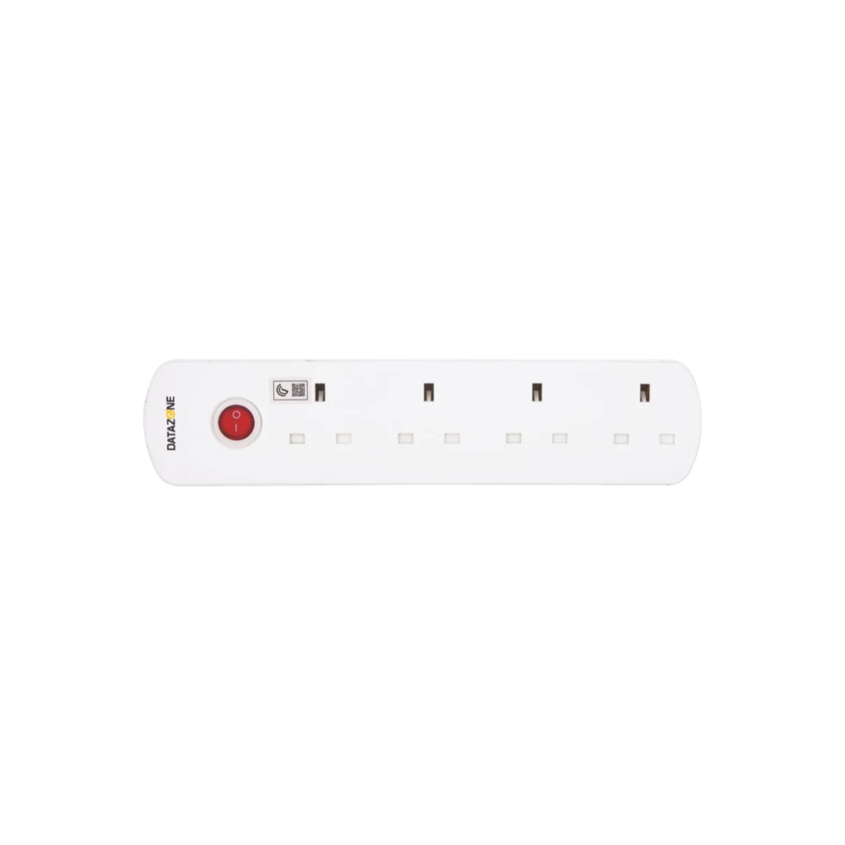 Datazone DZ-PS12 white 4-socket power extension with switch, top view