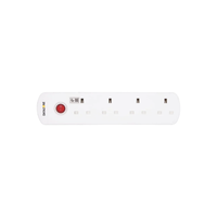 Datazone DZ-PS12 white 4-socket power extension with switch, top view