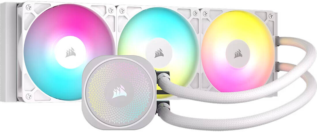 Corsair NAUTILUS 360 RS ARGB liquid CPU cooler white front view