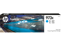 HP 973X High Yield Cyan Original PageWide Cartridge, ~7,000 Pages, (F6T81AE)