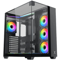كيس كمبيوتر Xigmatek Aqua V EN49071 Mid Tower بإضاءة ARGB ومنفذ USB Type-C، لون أسود
