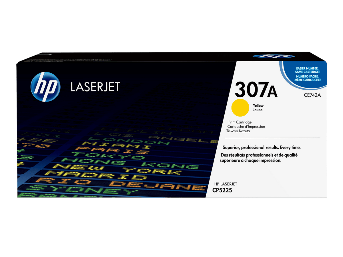 HP 307A Yellow Original LaserJet Toner Cartridge, Approx. 7,300 Pages, (CE742A)