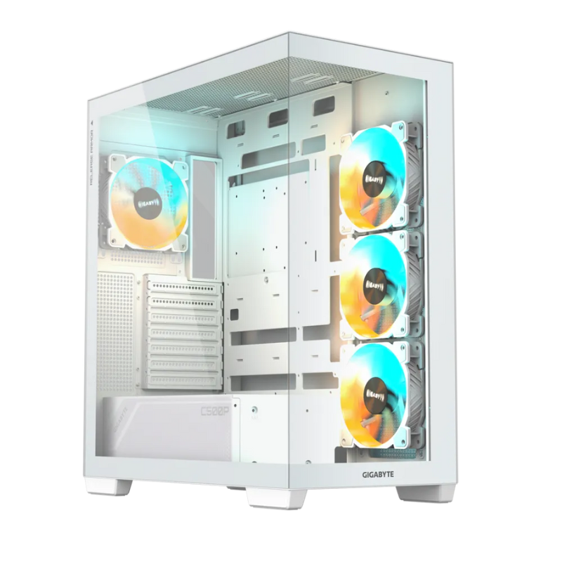 CASE GIGABYTE C500 Panoramic Stealth Ice ATX Mid Tower Tempered Glass RGB Fusion PC Case