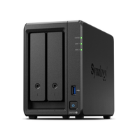 Synology DiskStation DS723+ 2-Bay NAS, AMD Ryzen R1600, 2GB DDR4 ECC, 2x M.2 NVMe, Expandable to 7 Bays, (DS723+)
