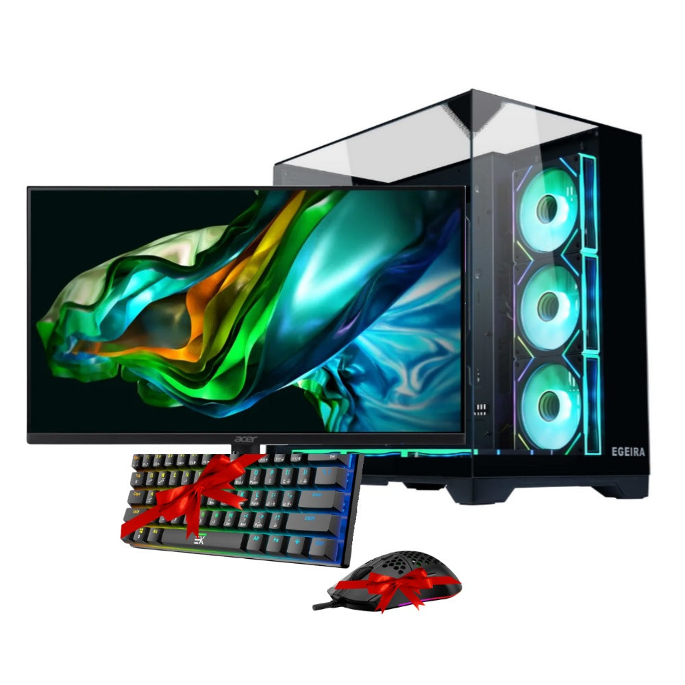 Gaming PC bundle - Egeira Vision Pro Black case with monitor