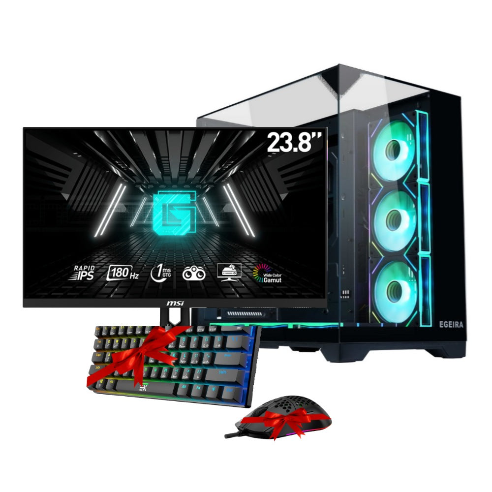 Gaming PC bundle - Egeira Vision Pro Black case with monitor