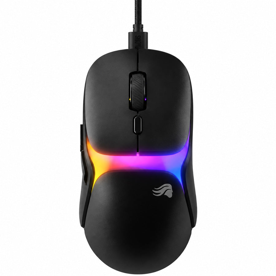 Glorious Model O3 wired gaming mouse black top view