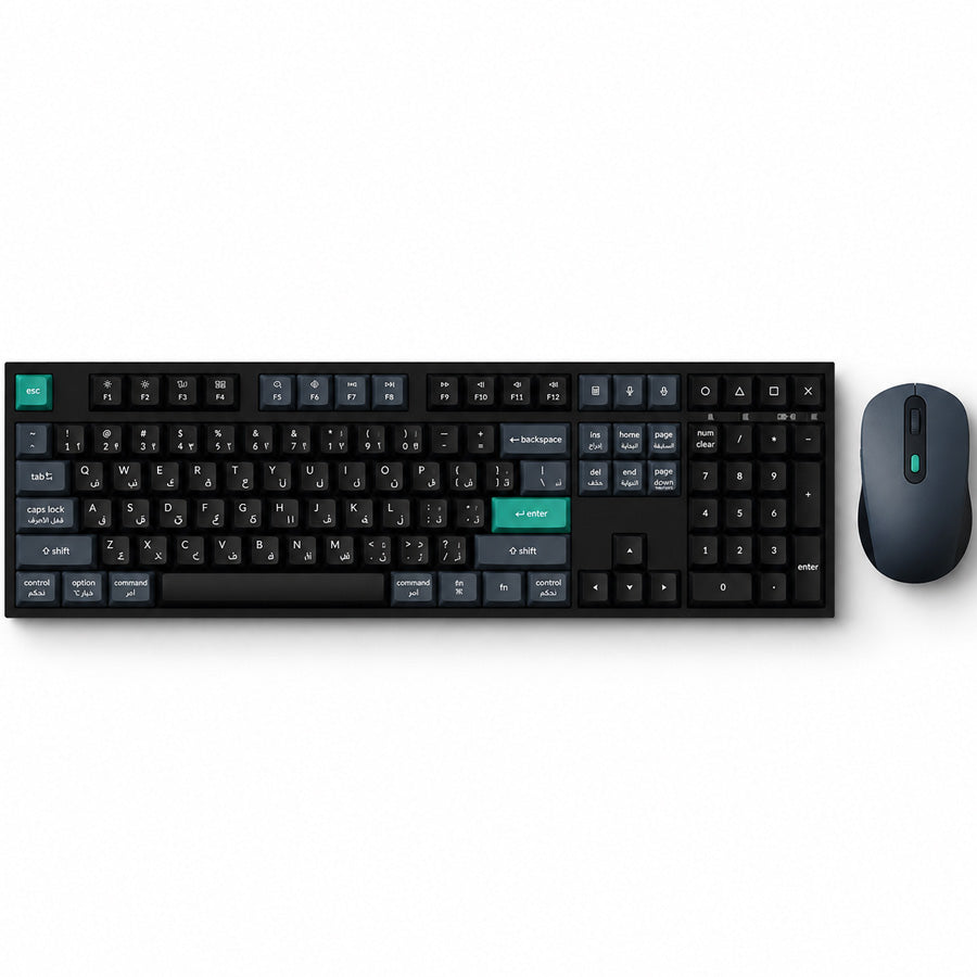 Keychron B36 + BM25 Wireless Keyboard and Mouse Combo, Full-Size Scissor-Switch Keyboard, Bluetooth 5.2 / 2.4GHz / Wired, 2400 DPI Mouse, Arabic/English, (KB2-AR)