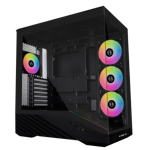 كيس Lian Li Vector V100R أسود – تجميعة ASUS Prime RX 9070 XT 16GB