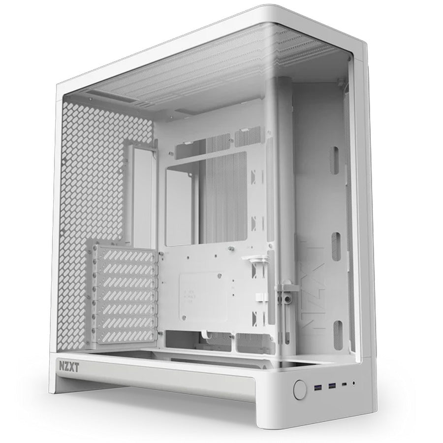 NZXT H6 Compact Dual-Chamber ATX Mid-Tower Case, Seamless Curved Tempered Glass, Back-Connect Support, 390mm GPU, 360mm Radiator, White, (CC-H62FW-01)