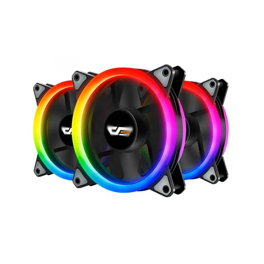 darkFlash Aurora DR12 PRO 5-Pack 120mm Addressable RGB Case Fan Kit, Speed Control, with Controller and Remote, (DR12-5KIT)