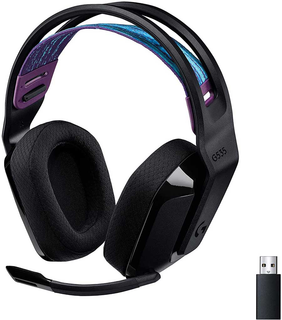 Logitech G535 LIGHTSPEED wireless gaming headset black front view