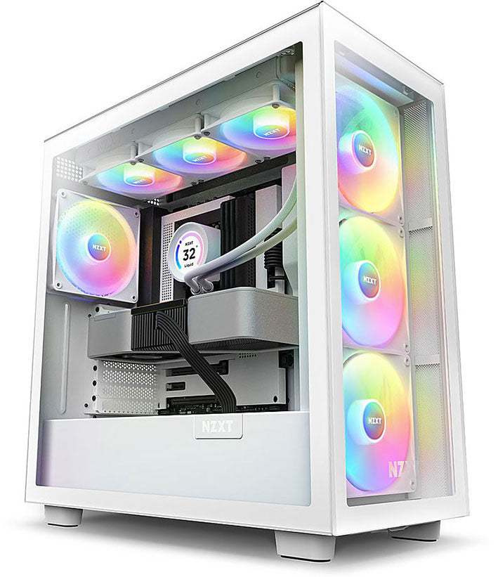 NZXT H7 Elite white PC case front view