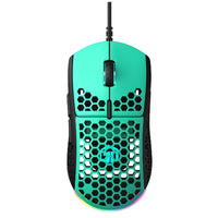 GamerTek GM16 green wired gaming mouse front view