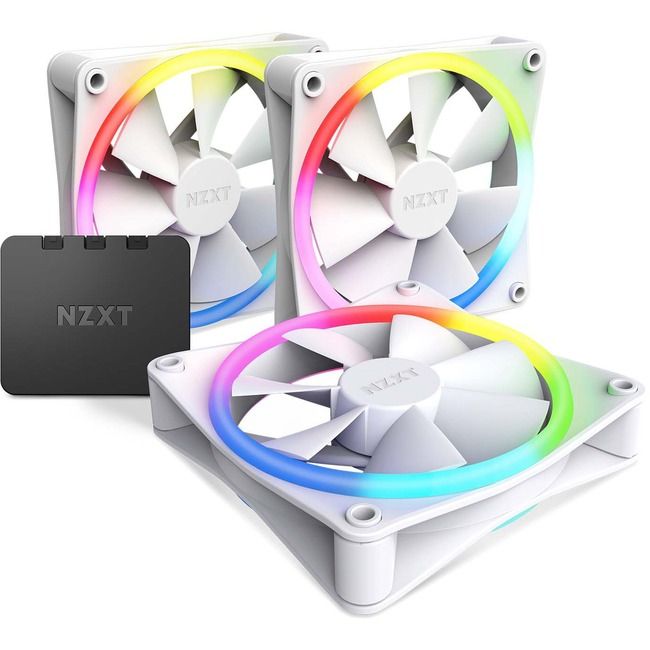 NZXT F120 RGB DUO White triple pack front view