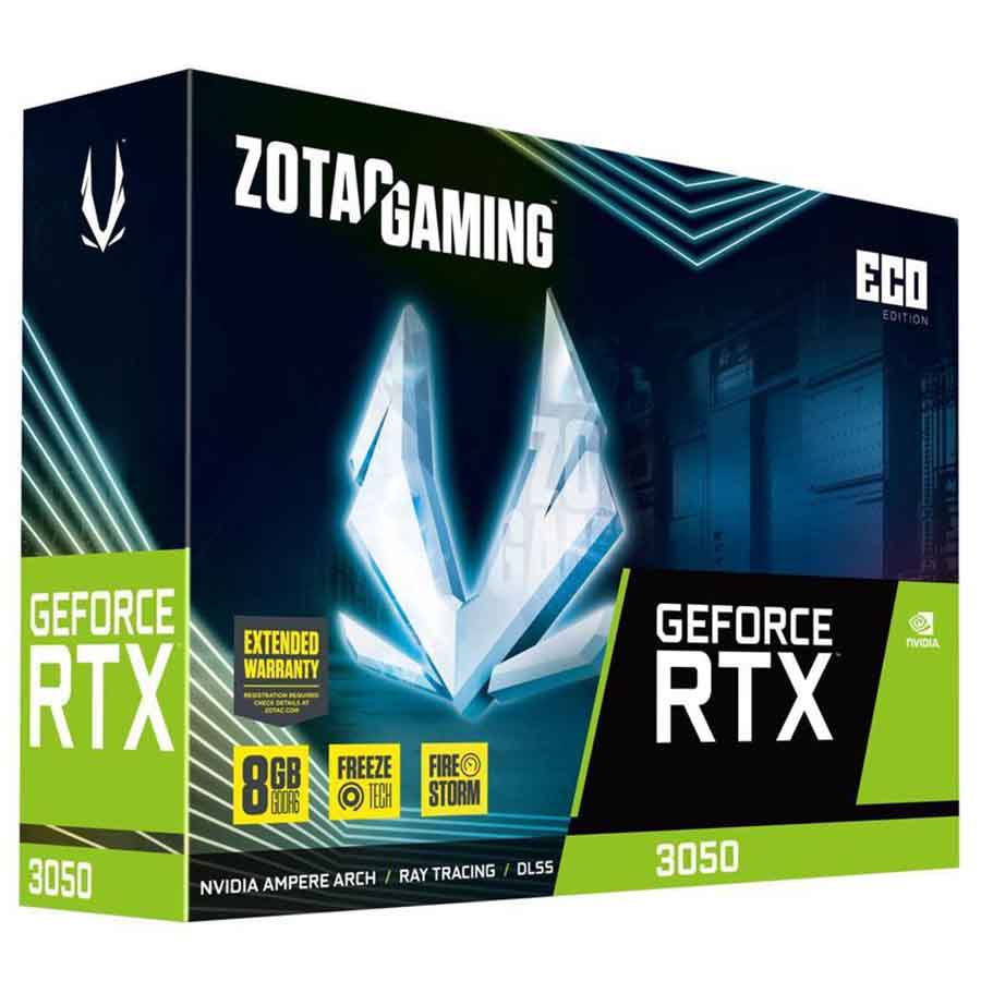 ZOTAC GAMING GeForce RTX 3050 ECO 8GB graphics card front view