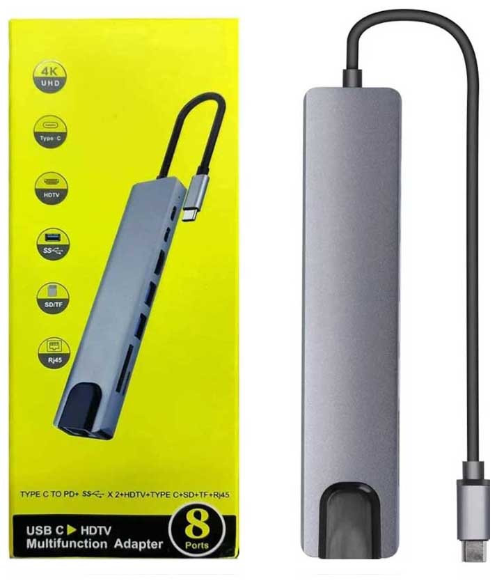 USB-C 8-in-1 multiport adapter hub main product view