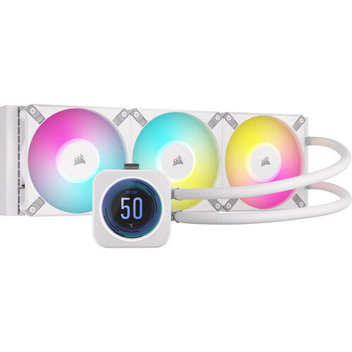 Corsair iCUE H150i ELITE LCD XT white liquid cooler front view