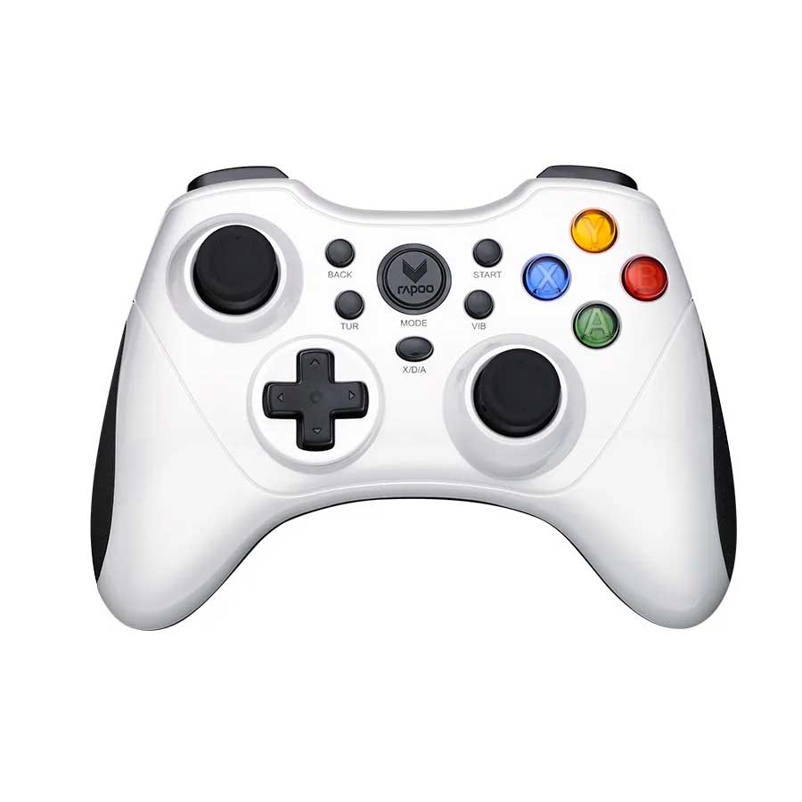 Rapoo V600S Wireless Gamepad, 2.4GHz Nano Receiver + Wired, Dual Vibration Motors, PC Compatible, White, (V600S)