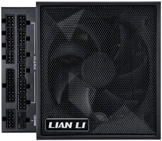 Lian Li EDGE 850W Platinum L-shape power supply black front view
