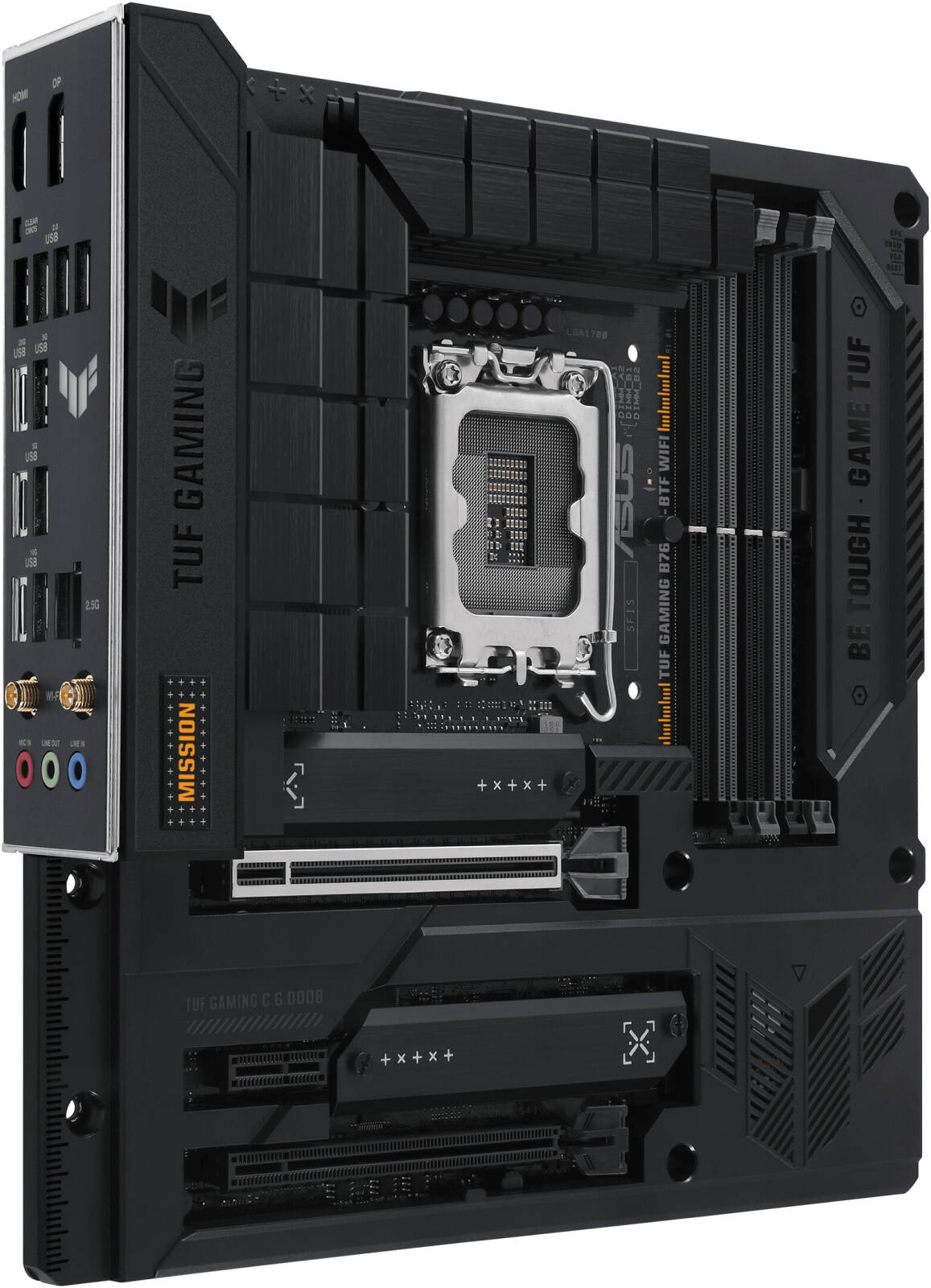 ASUS TUF GAMING B760M-BTF WIFI motherboard front view