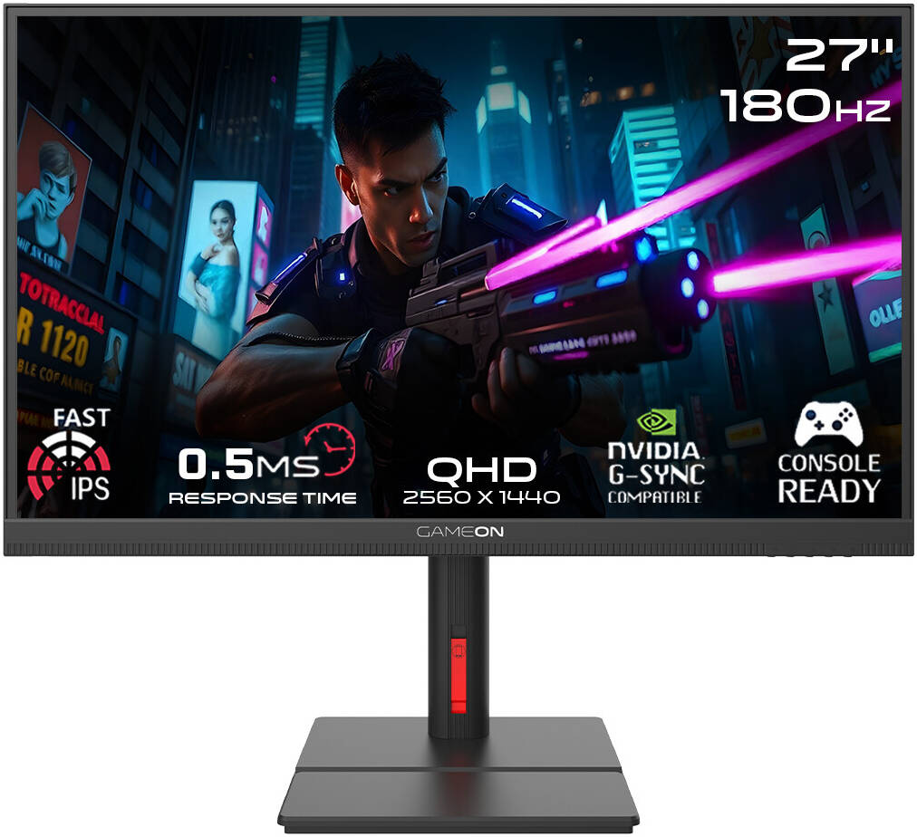 GameOn Midnight Signature GOML27QHD180IPS gaming monitor front view