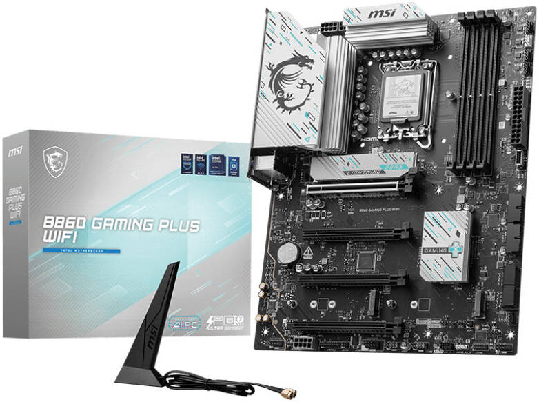 MSI B860 GAMING PLUS WIFI ATX motherboard front view