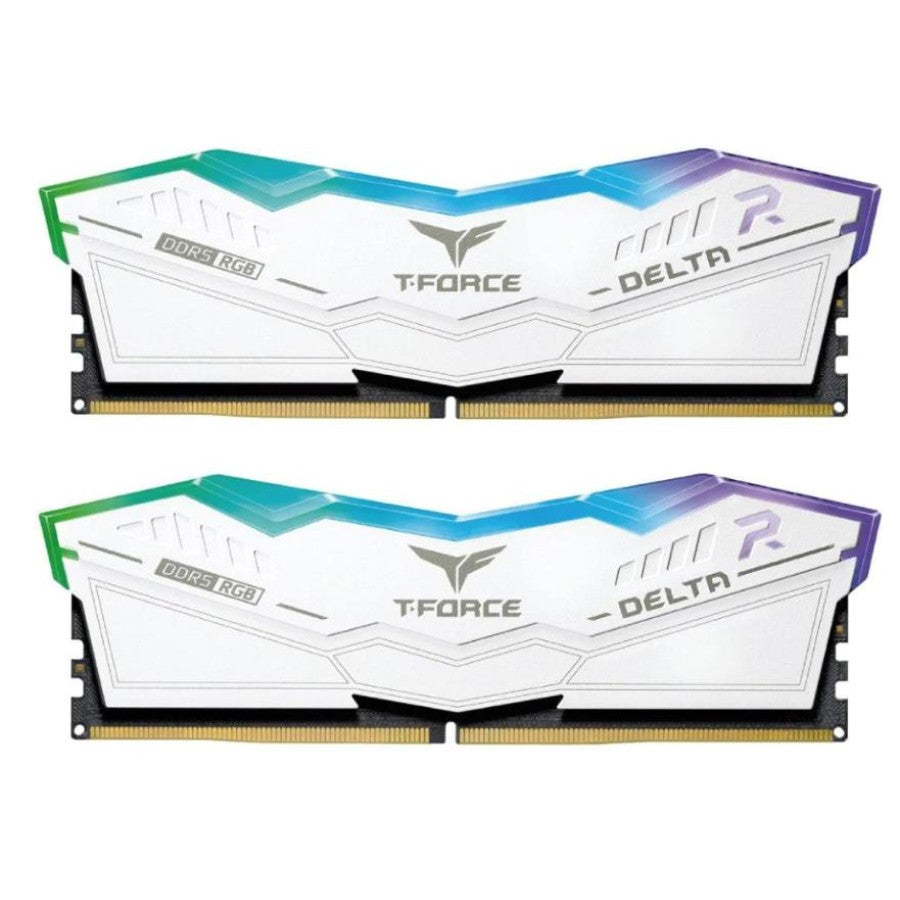 TeamGroup T-Force Delta RGB DDR5 64GB (2x32GB) 6000MHz CL38 Desktop RAM, White, (FF4D564G6000HC38ADC01)