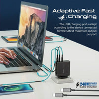 Promate GaNCharge-140W GaN Wall Charger, 140W USB-C PD 3.1, 100W USB-C PD, 30W USB-A Quick Charge, Black, (GANCHARGE140W)