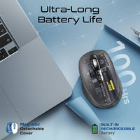 Promate SamoTri wireless mouse black angled view