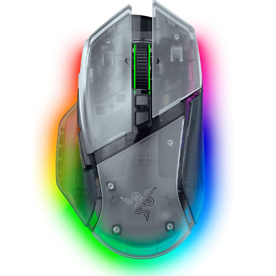 Razer Basilisk V3 Pro 35K Phantom White gaming mouse front view