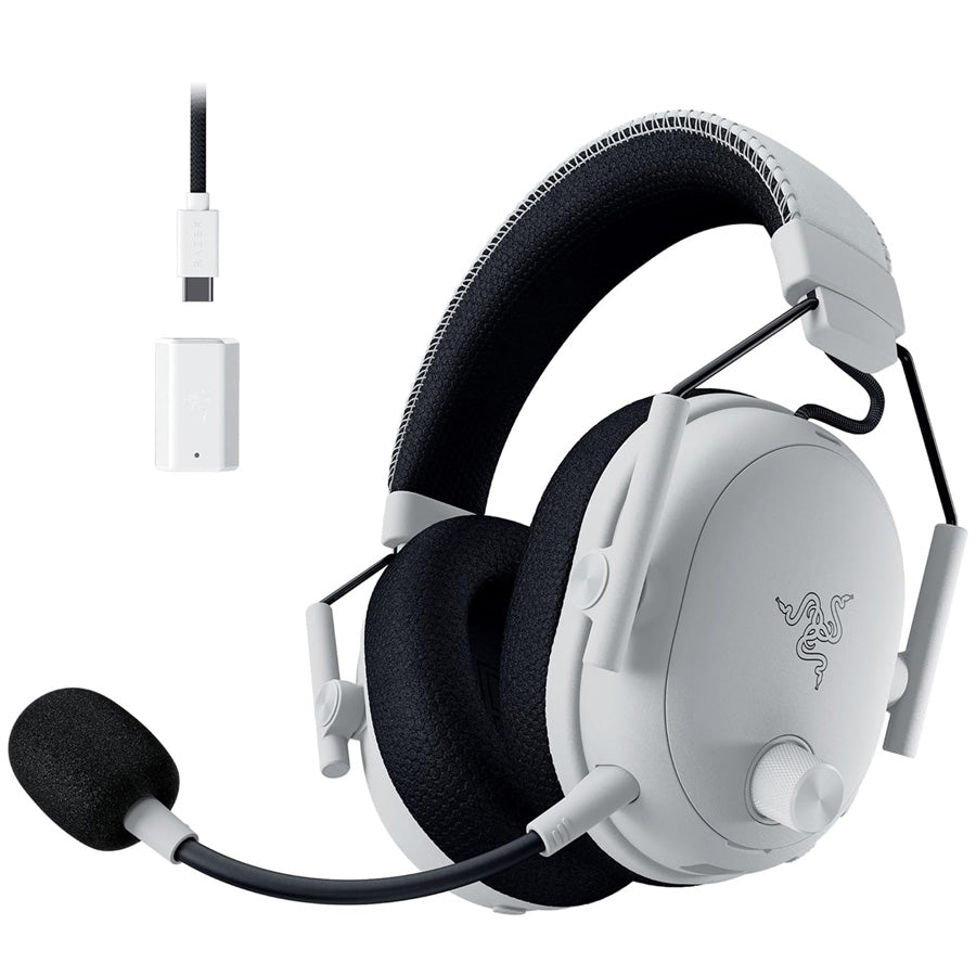 Razer BlackShark V3 Pro White Edition wireless headset front view
