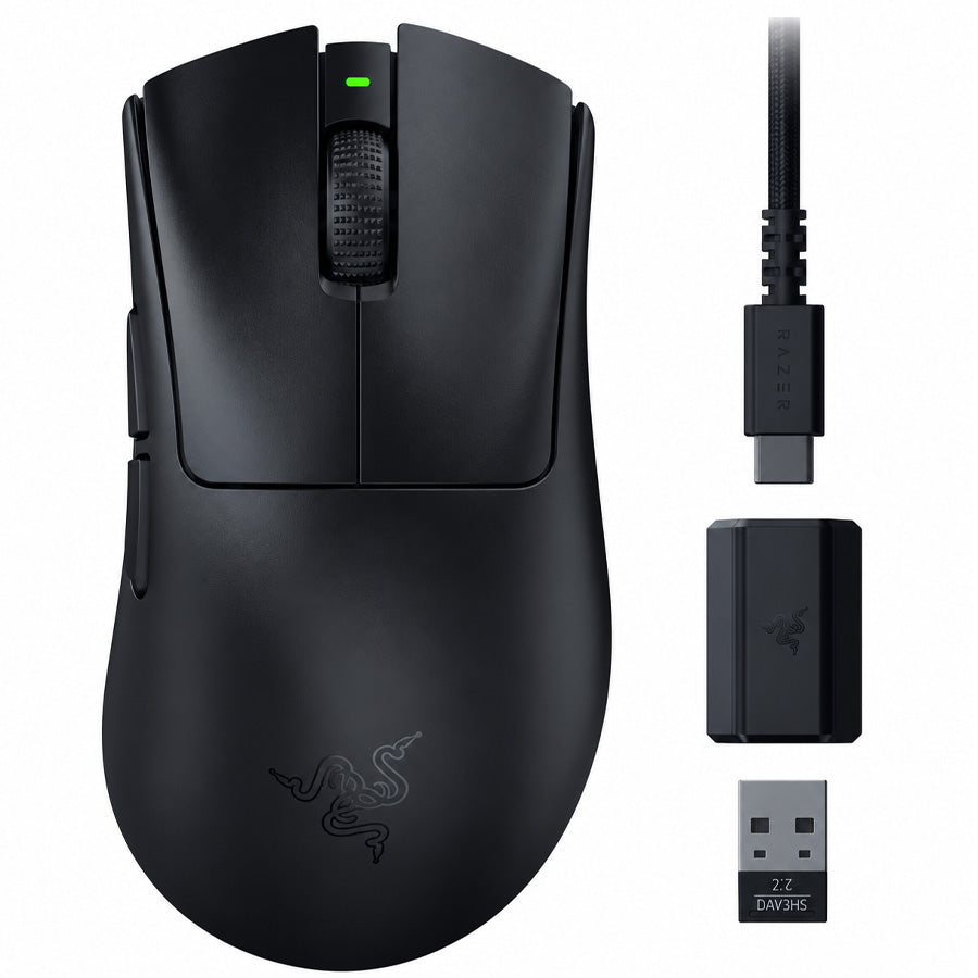 Razer DeathAdder V3 HyperSpeed wireless gaming mouse black front view